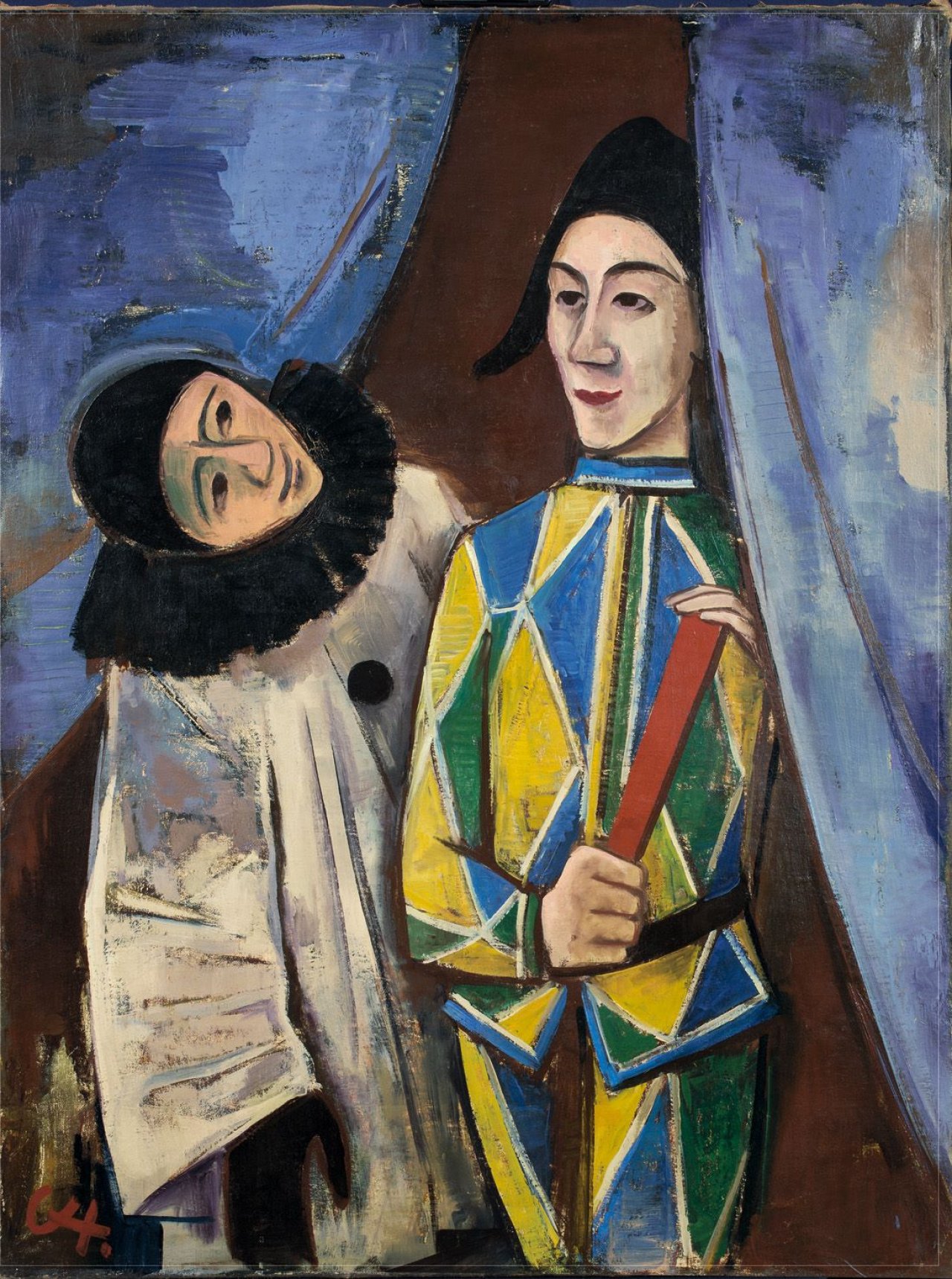 Auf diesem Bild ist das folgende Kunstwerk zu sehen: Karl Hofer. „Pierrot und Harlekin“. Um 1923.