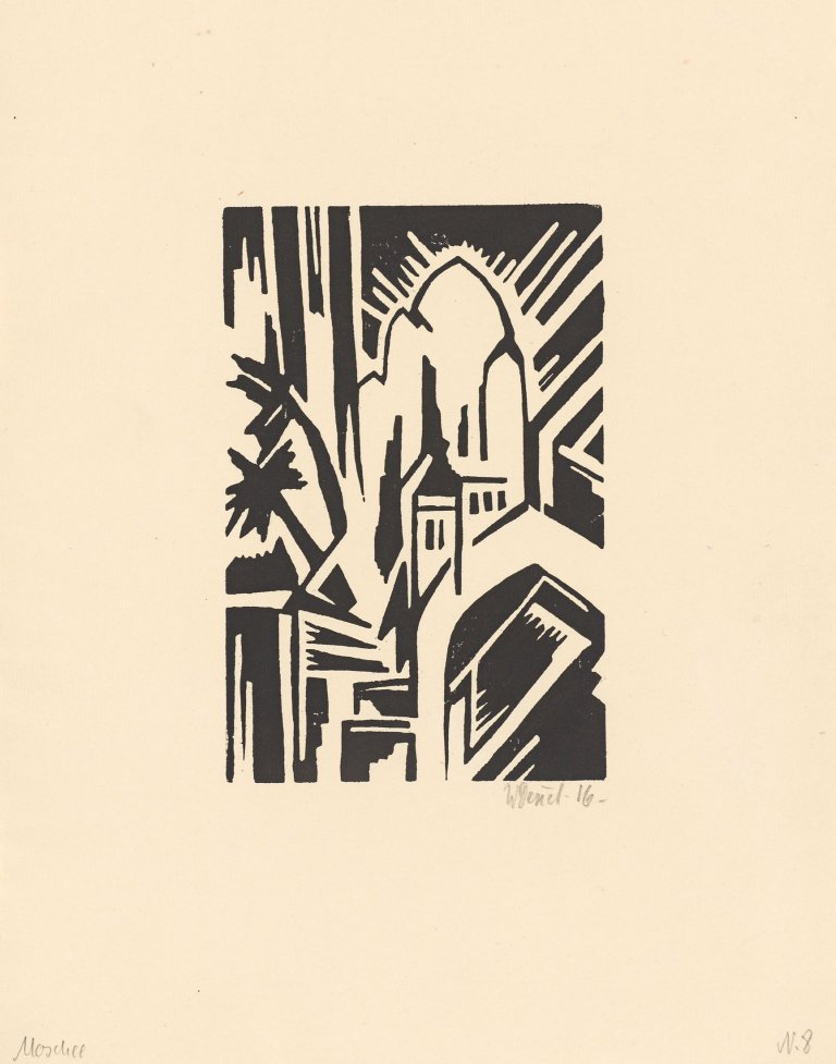 Auf diesem Bild ist das folgende Kunstwerk zu sehen: Walter Dexel. „Moschee“. 1916.