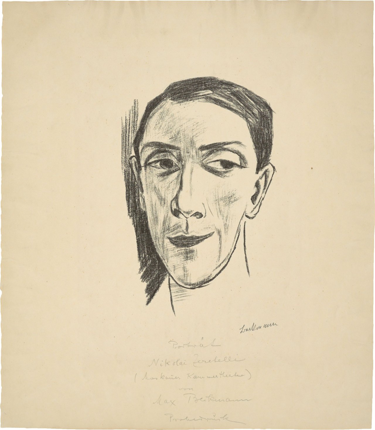 Auf diesem Bild ist das folgende Kunstwerk zu sehen: Max Beckmann. „Bildnis des Schauspielers N.M. Zeretelli“. Um 1921.