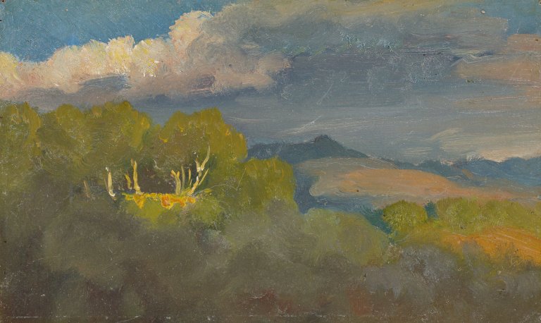 Auf diesem Bild ist das folgende Kunstwerk zu sehen: Louis Gurlitt. Blick auf die Albaner Berge bei Rom.