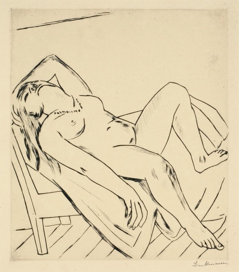 Auf diesem Bild ist das folgende Kunstwerk zu sehen: Max Beckmann. „Liegende“. 1922.