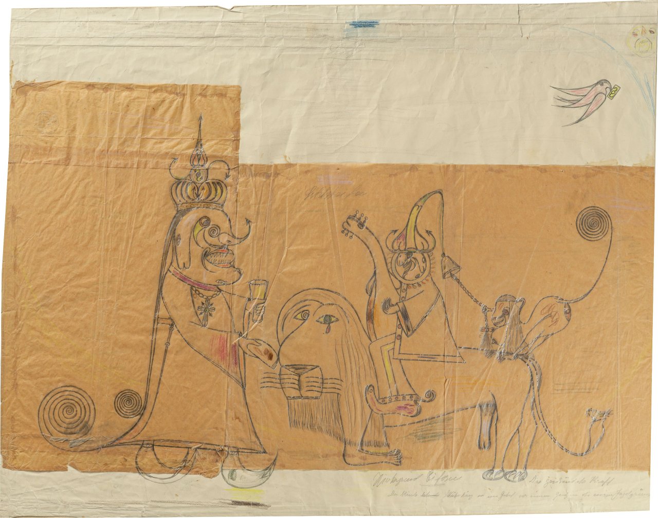 Auf diesem Bild ist das folgende Kunstwerk zu sehen: Friedrich Schröder-Sonnenstern. Der blinde, betende Löwe. 1952.
