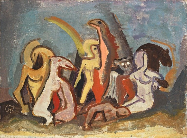 Auf diesem Bild ist das folgende Kunstwerk zu sehen: Karl Hofer. „Schöpfungstag“. Um 1950/51.