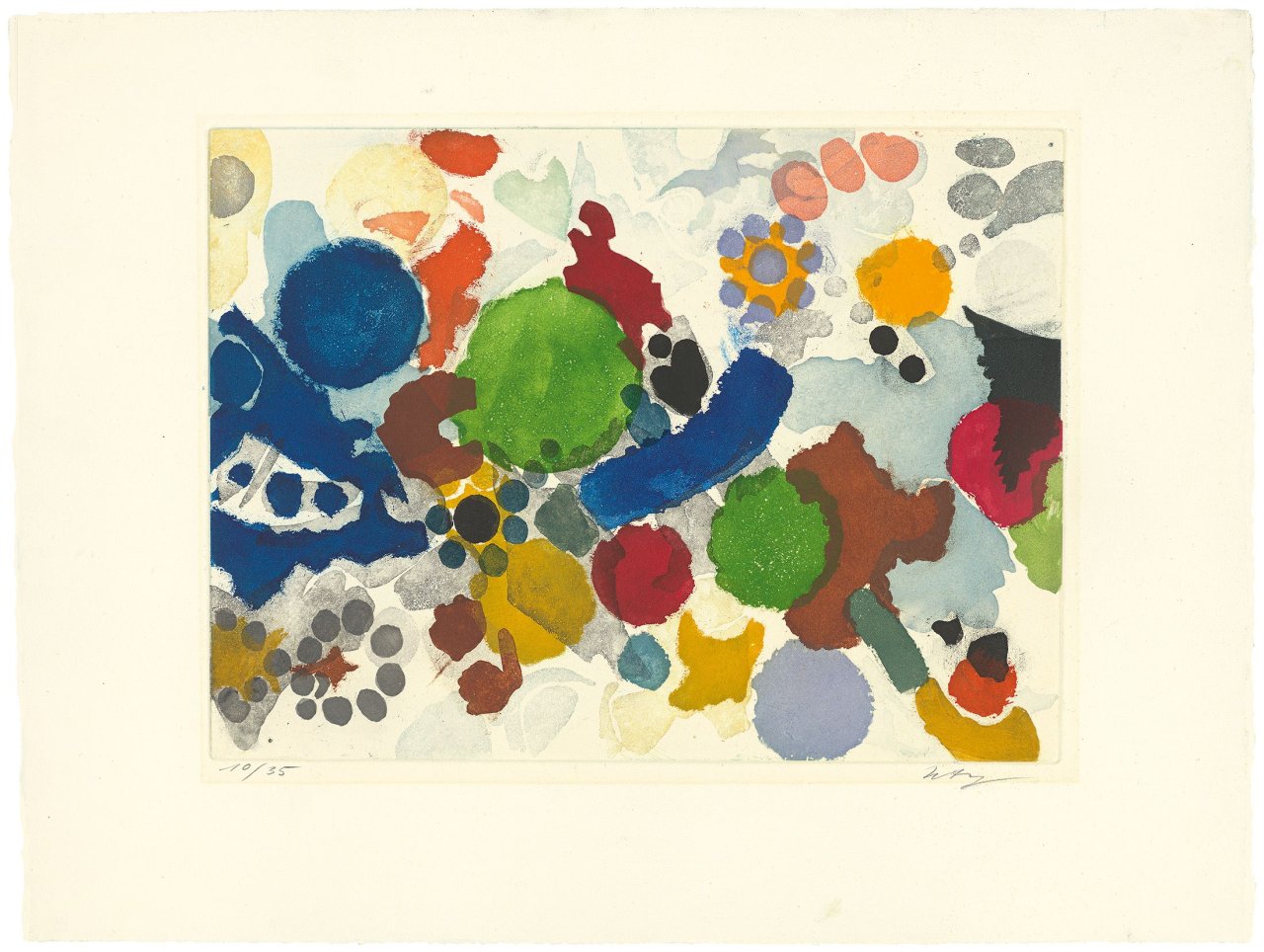 This picture shows the following artwork: Ernst Wilhelm Nay. „5 Farbaquatinten“. 1957.