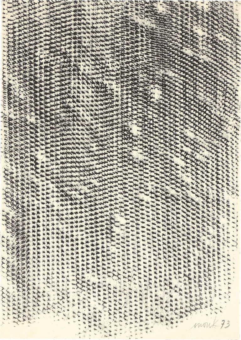 Auf diesem Bild ist das folgende Kunstwerk zu sehen: Heinz Mack. Ohne Titel. 1973.