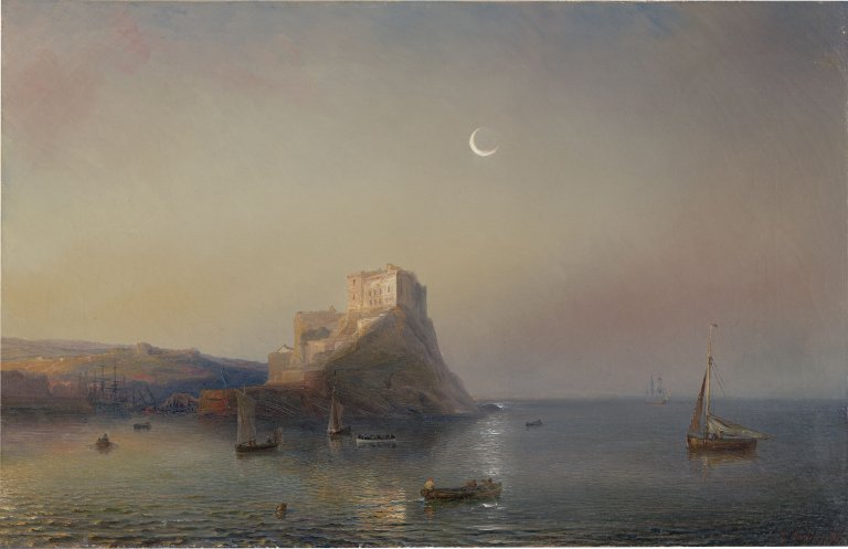 Auf diesem Bild ist das folgende Kunstwerk zu sehen: Théodore Gudin. Castello Aragonese bei Ischia. 1867.