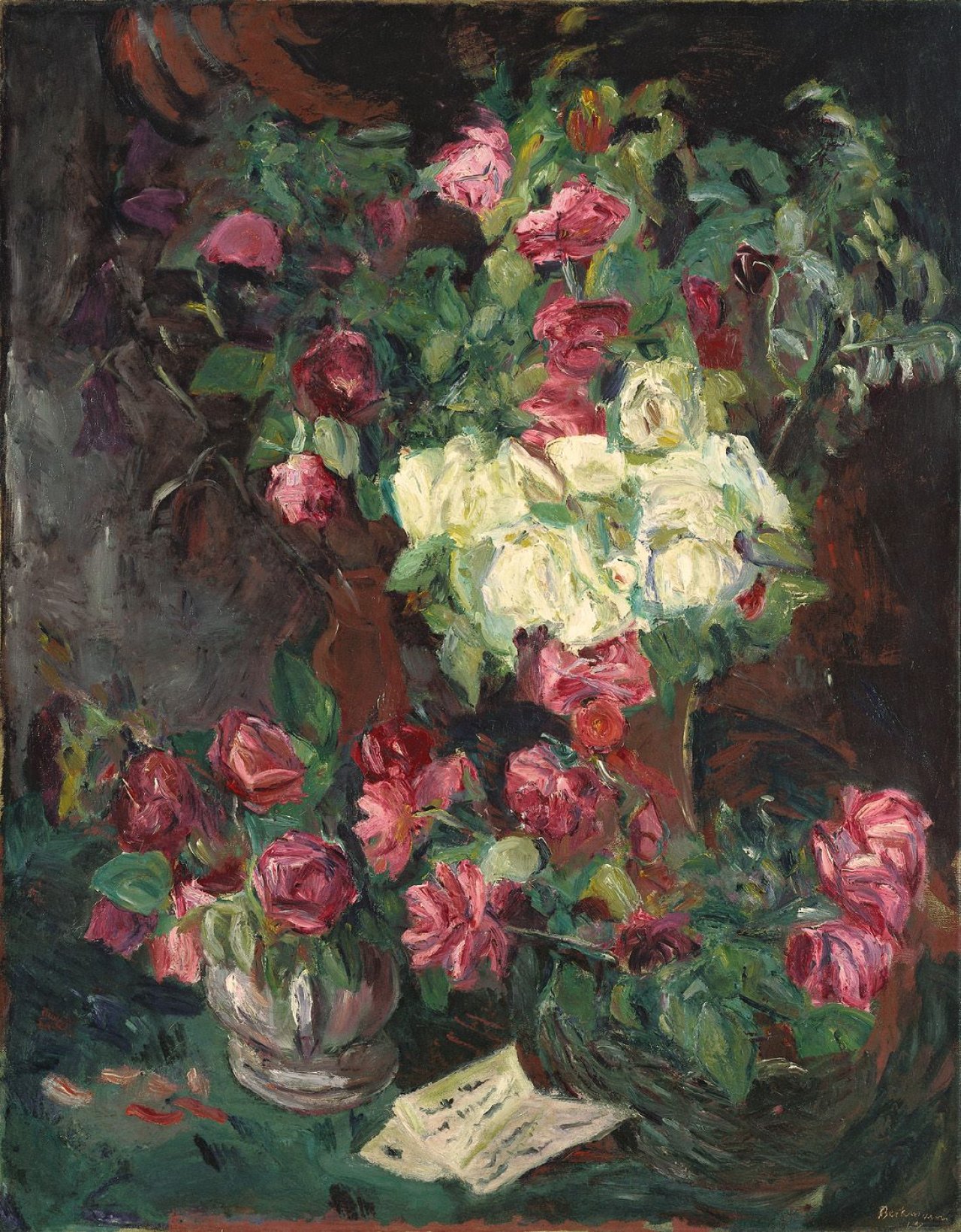 Auf diesem Bild ist das folgende Kunstwerk zu sehen: Max Beckmann. „Stilleben mit roten Rosen“. 1914.