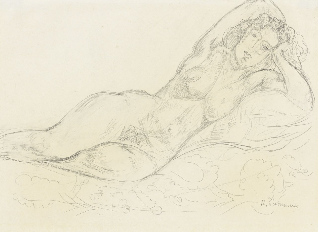 This picture shows the following artwork: Hans Purrmann. „Liegender weiblicher Akt“.