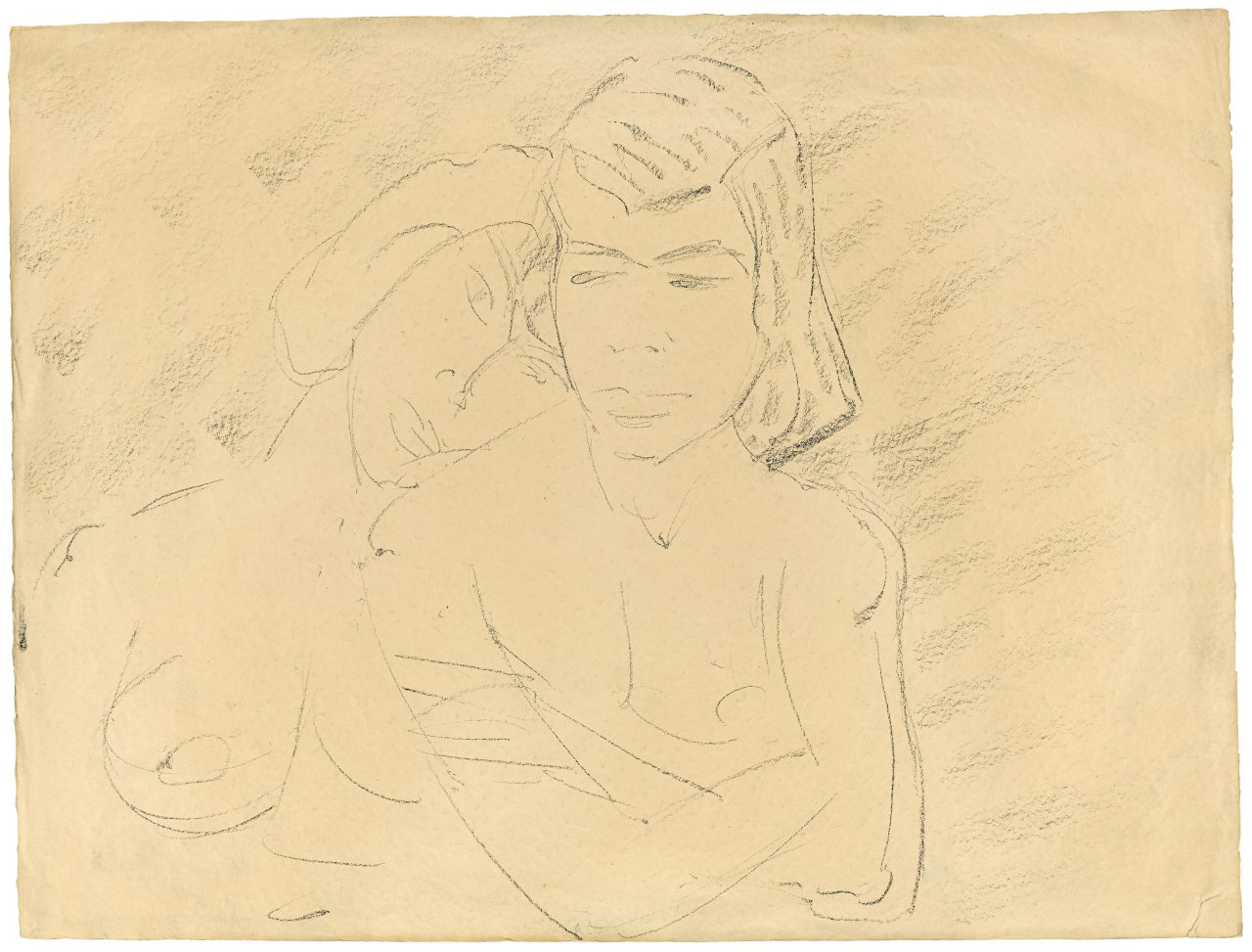 Auf diesem Bild ist das folgende Kunstwerk zu sehen: Otto Mueller. „Zwei junge Zigeunerinnen (Zwei Mädchenköpfe)“. Um 1929.