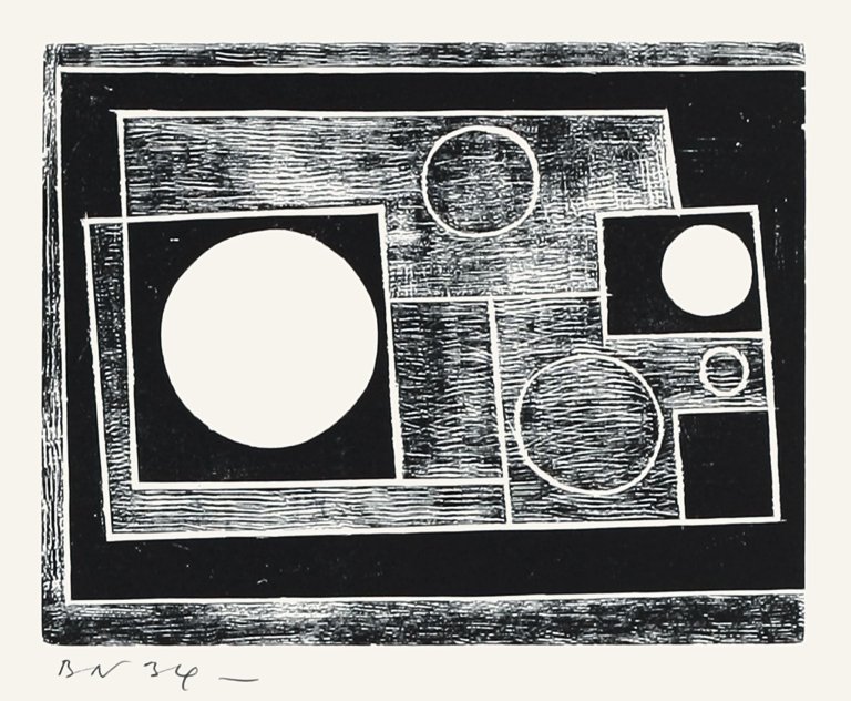 Auf diesem Bild ist das folgende Kunstwerk zu sehen: Ben Nicholson. „Five Circles“. 1932/62.