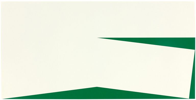 Auf diesem Bild ist das folgende Kunstwerk zu sehen: Carmen Herrera. „blanco y verde“. 1960/2010.