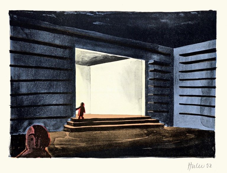 Auf diesem Bild ist das folgende Kunstwerk zu sehen: Thomas Huber. „Der Schlaf“ / „Vorbereitung“ / „Hannah und Joseph“ / „Joseph“ /„ Besucher“ / „Versammlung“. 1992.