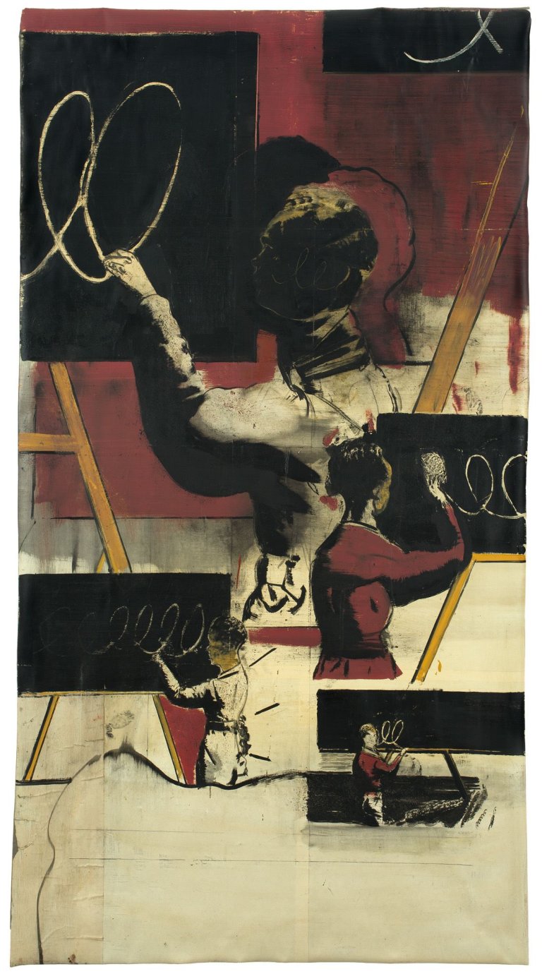 Auf diesem Bild ist das folgende Kunstwerk zu sehen: Neo Rauch. „Roter Junge“. 1995.