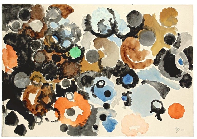 This picture shows the following artwork: Ernst Wilhelm Nay. „Mit einem grünen Punkt“. 1956.