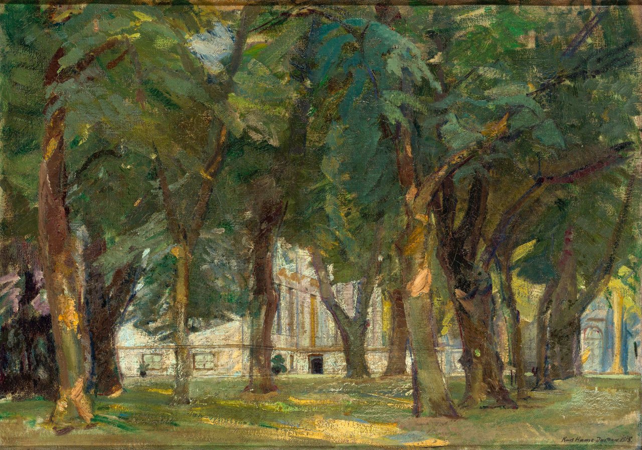 This picture shows the following artwork: Kurt Haase-Jastrow. „Aus dem Park zu Wörlitz mit Schloß“. 1915.