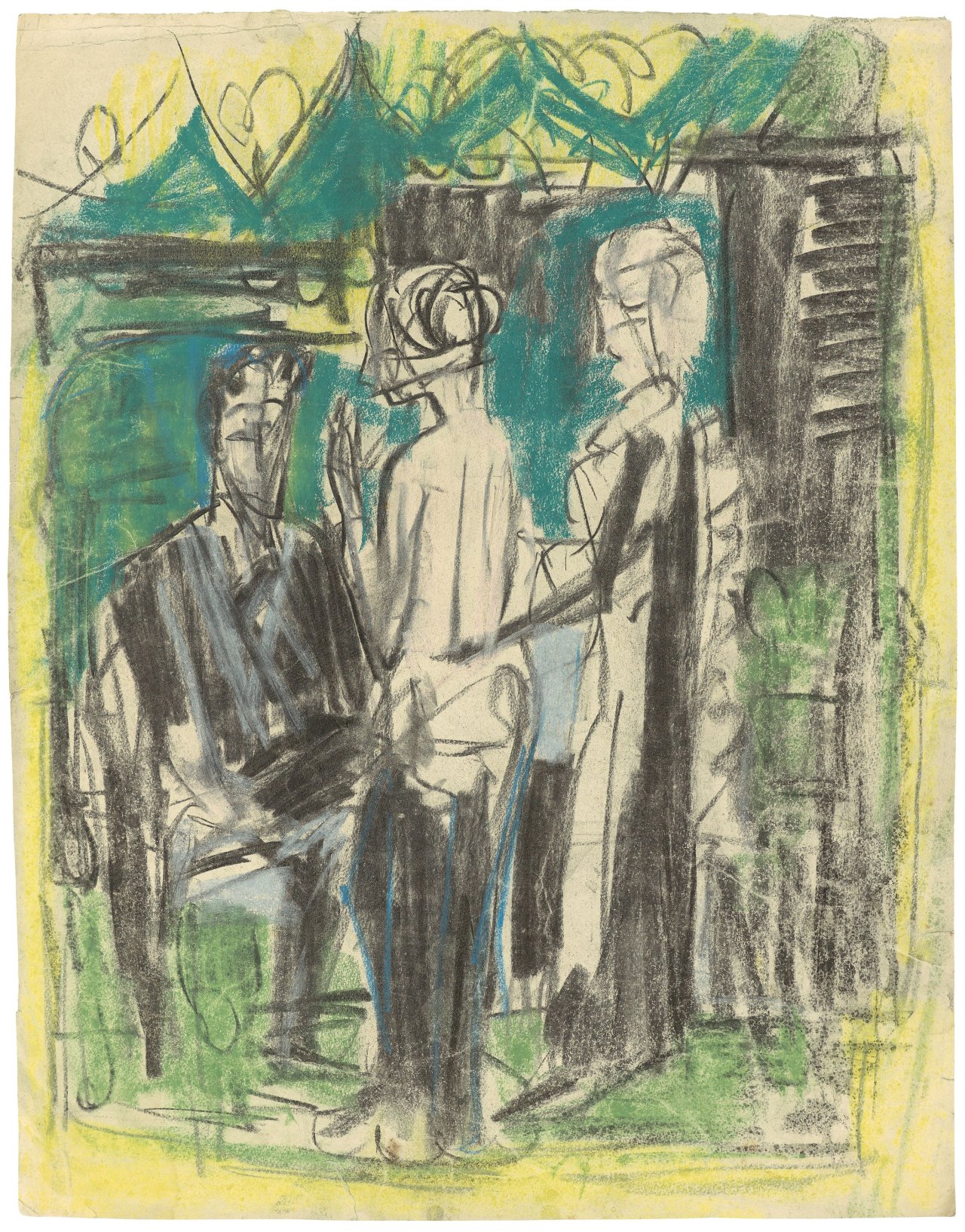 Auf diesem Bild ist das folgende Kunstwerk zu sehen: Ernst Ludwig Kirchner. Figurengruppe. Um 1923/24.