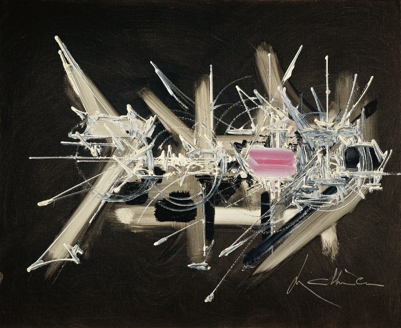 Auf diesem Bild ist das folgende Kunstwerk zu sehen: Georges Mathieu. „Urubitinga“. 1979.
