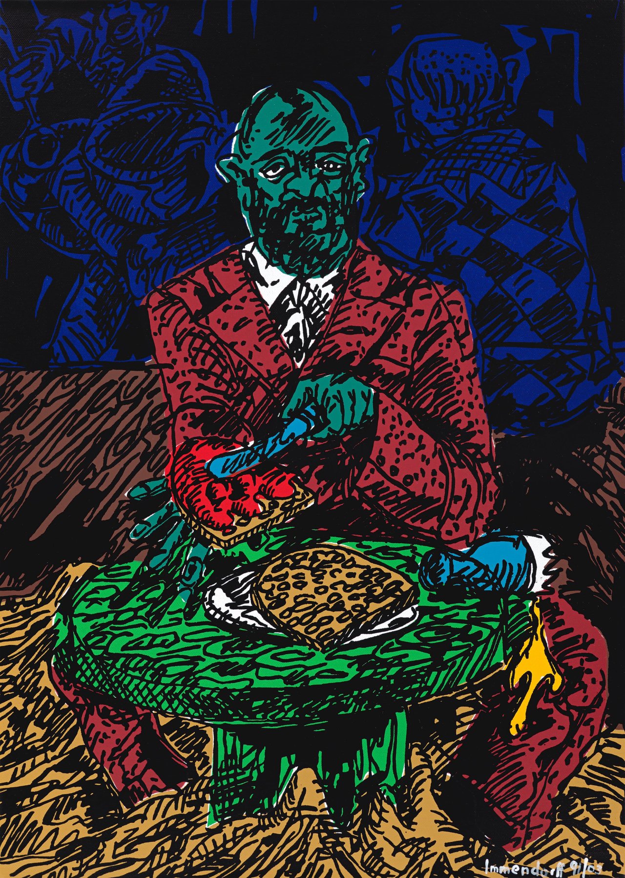 This picture shows the following artwork: Jörg Immendorff. ”Baselitzfrühstück”. 1991/2003.