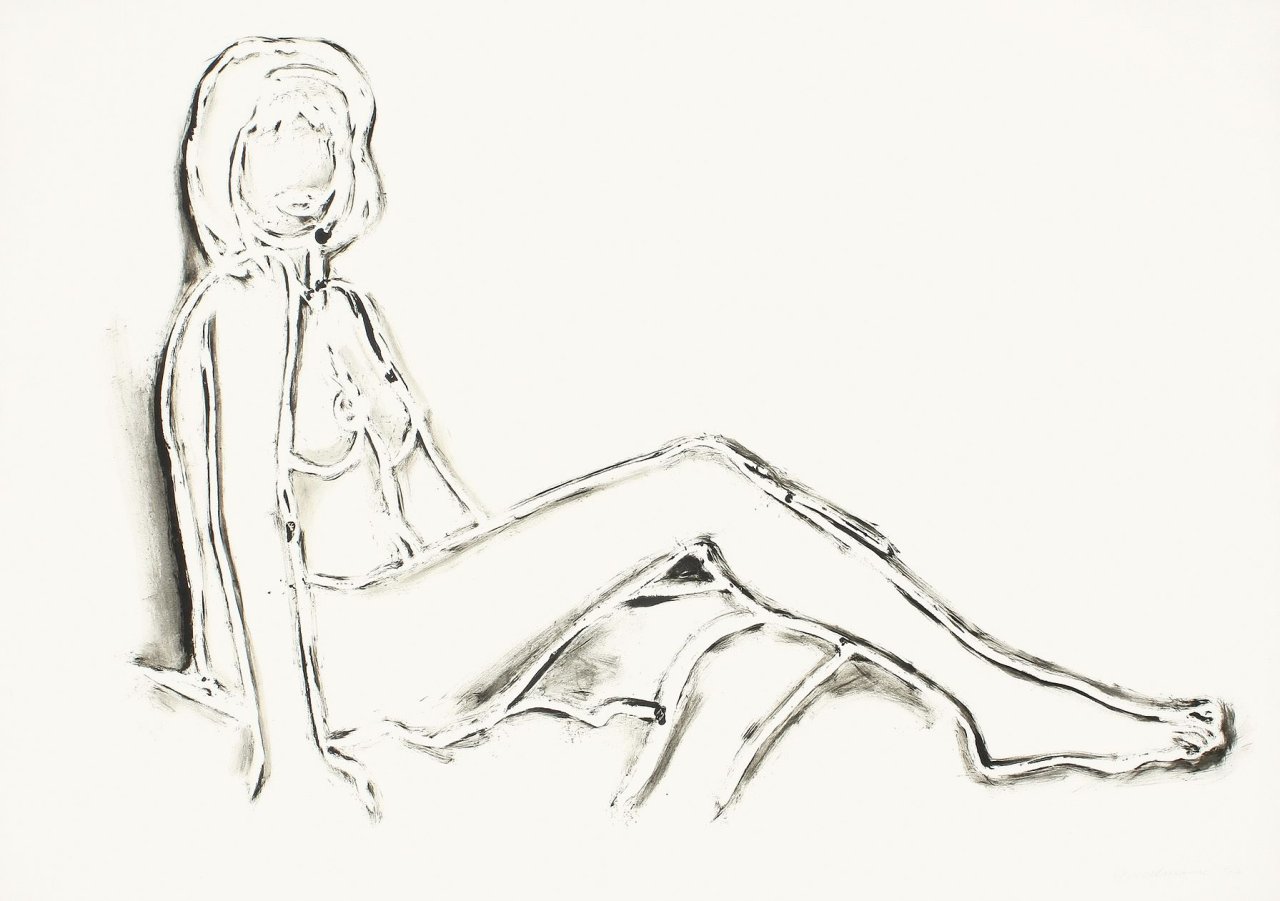 Auf diesem Bild ist das folgende Kunstwerk zu sehen: Tom Wesselmann. „Monica sitting one leg on the other“. 1994.