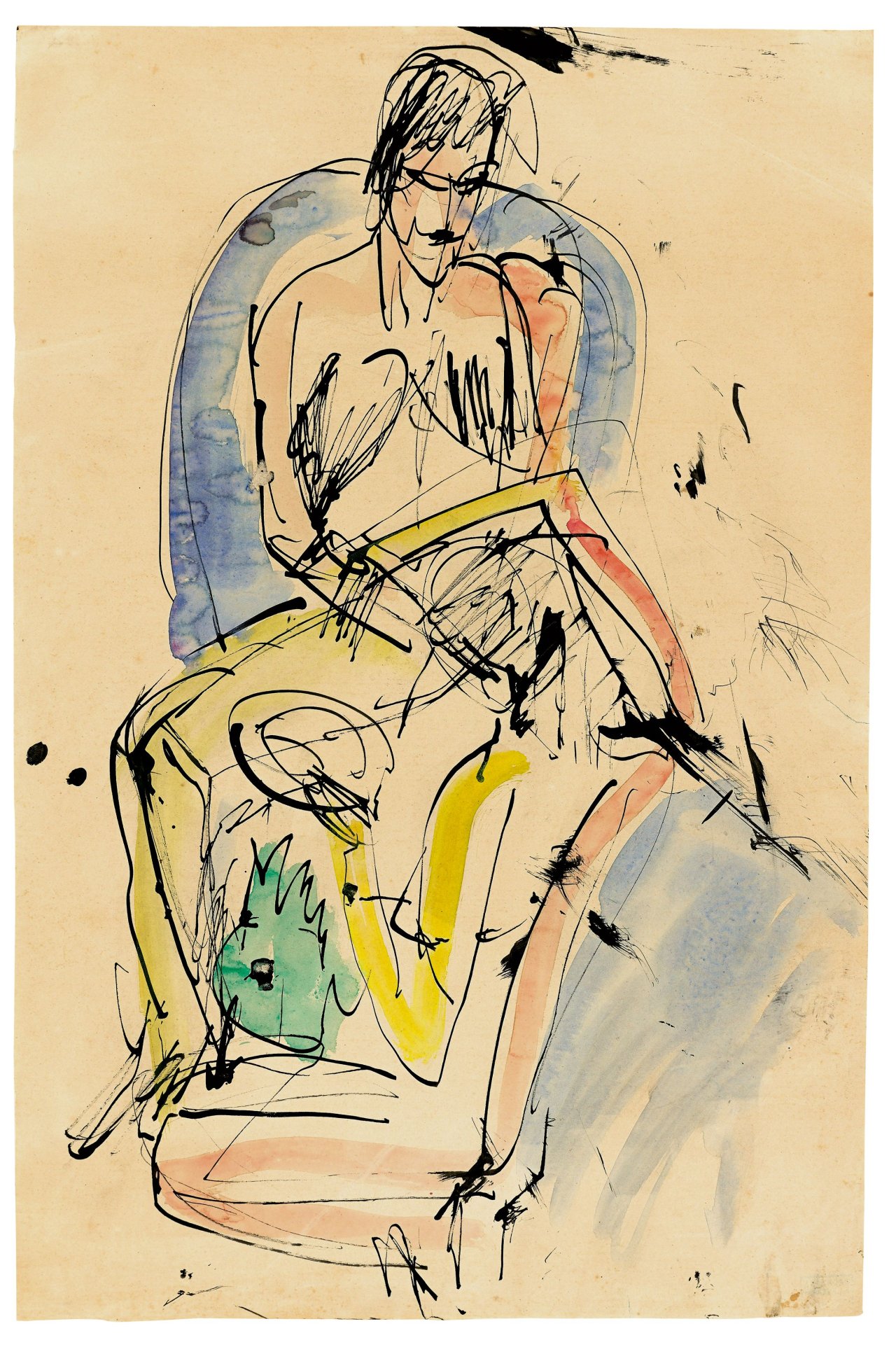 Auf diesem Bild ist das folgende Kunstwerk zu sehen: Ernst Ludwig Kirchner. Siesta der Frauen. Um 1912/13.