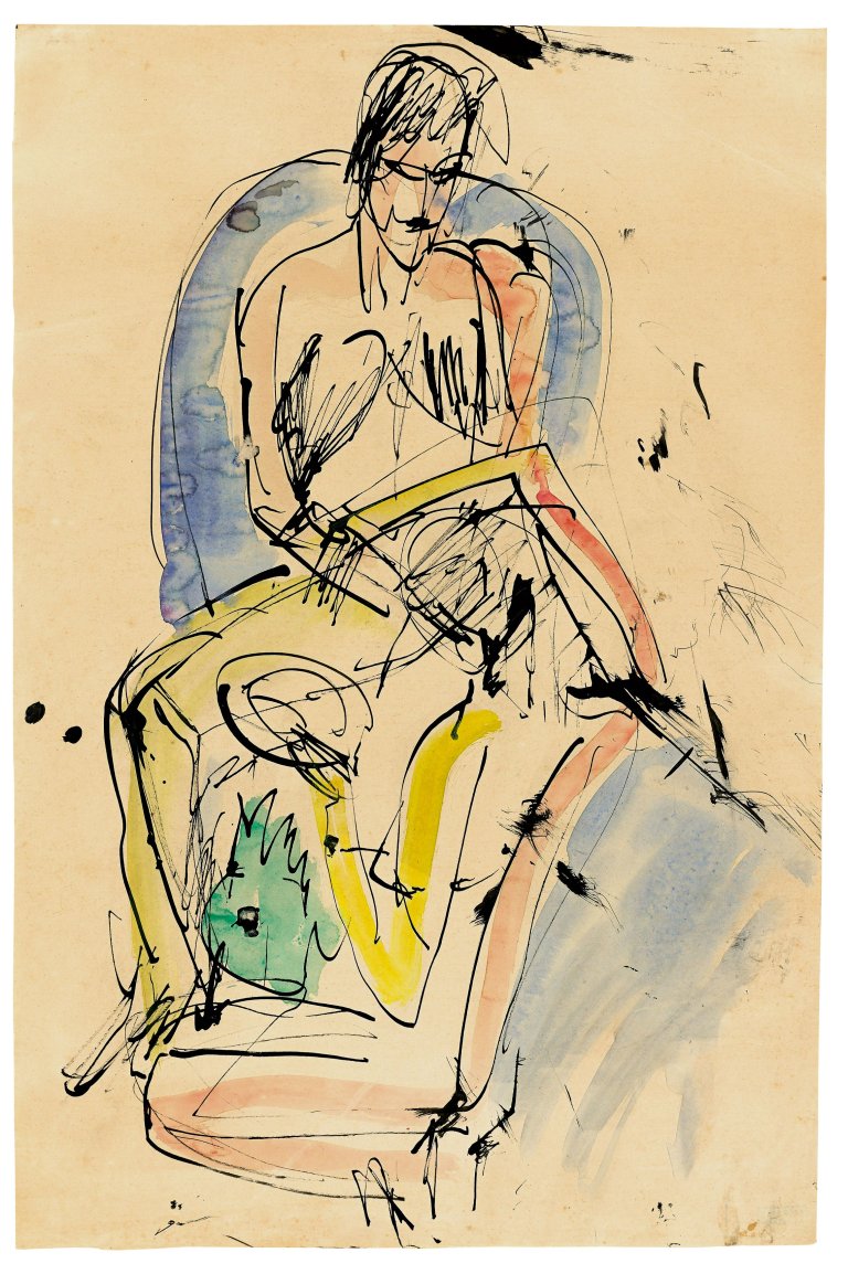 Auf diesem Bild ist das folgende Kunstwerk zu sehen: Ernst Ludwig Kirchner. Siesta der Frauen. Um 1912/13.