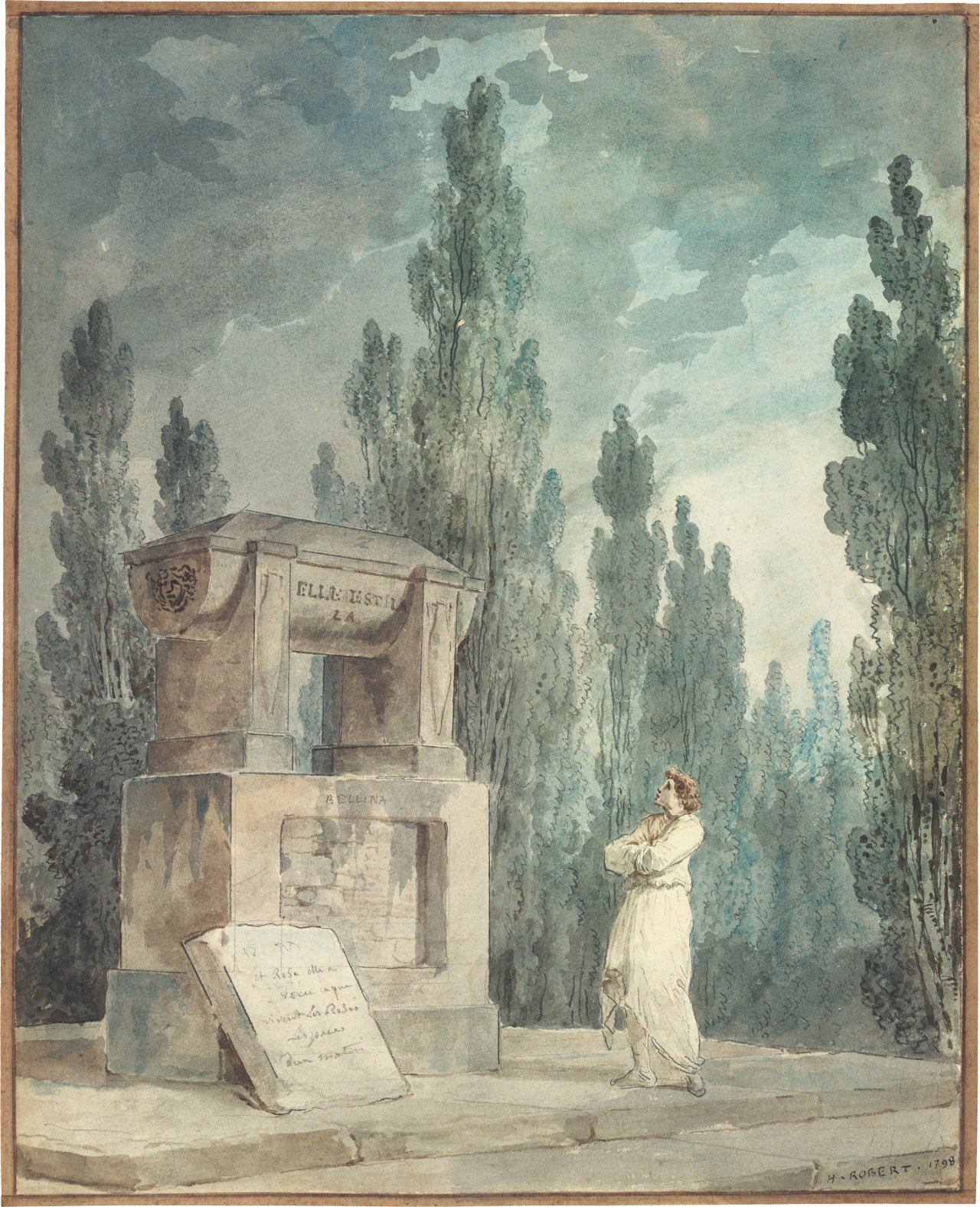 This picture shows the following artwork: Hubert Robert. Design for a tomb. 1798.