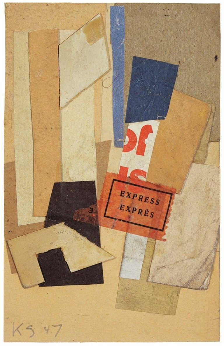 Auf diesem Bild ist das folgende Kunstwerk zu sehen: Kurt Schwitters. „Ohne Titel (Express)“. 1947.
