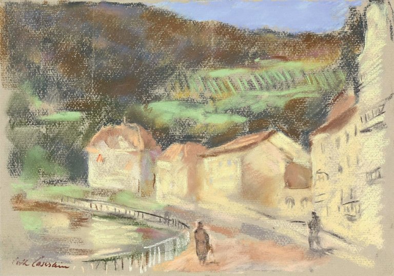 Auf diesem Bild ist das folgende Kunstwerk zu sehen: Lotte Laserstein. Dorfstraße. 1960er Jahre.