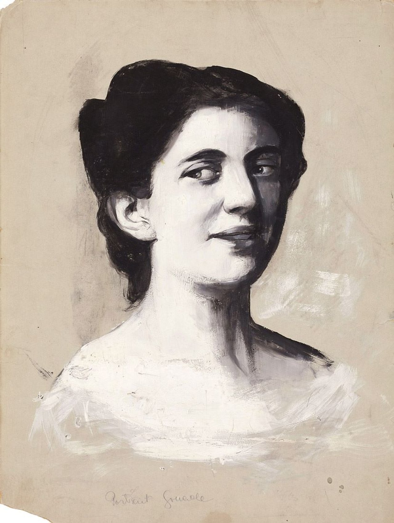 This picture shows the following artwork: Lesser Ury. „Brustbild einer Frau (Studie)“. Before 1905.