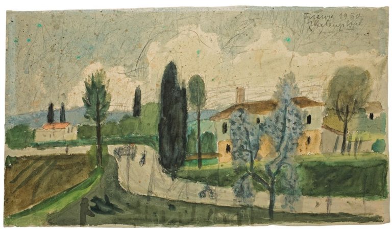 Auf diesem Bild ist das folgende Kunstwerk zu sehen: Max Peiffer Watenphul. „Haus bei Florenz II“. 1950.
