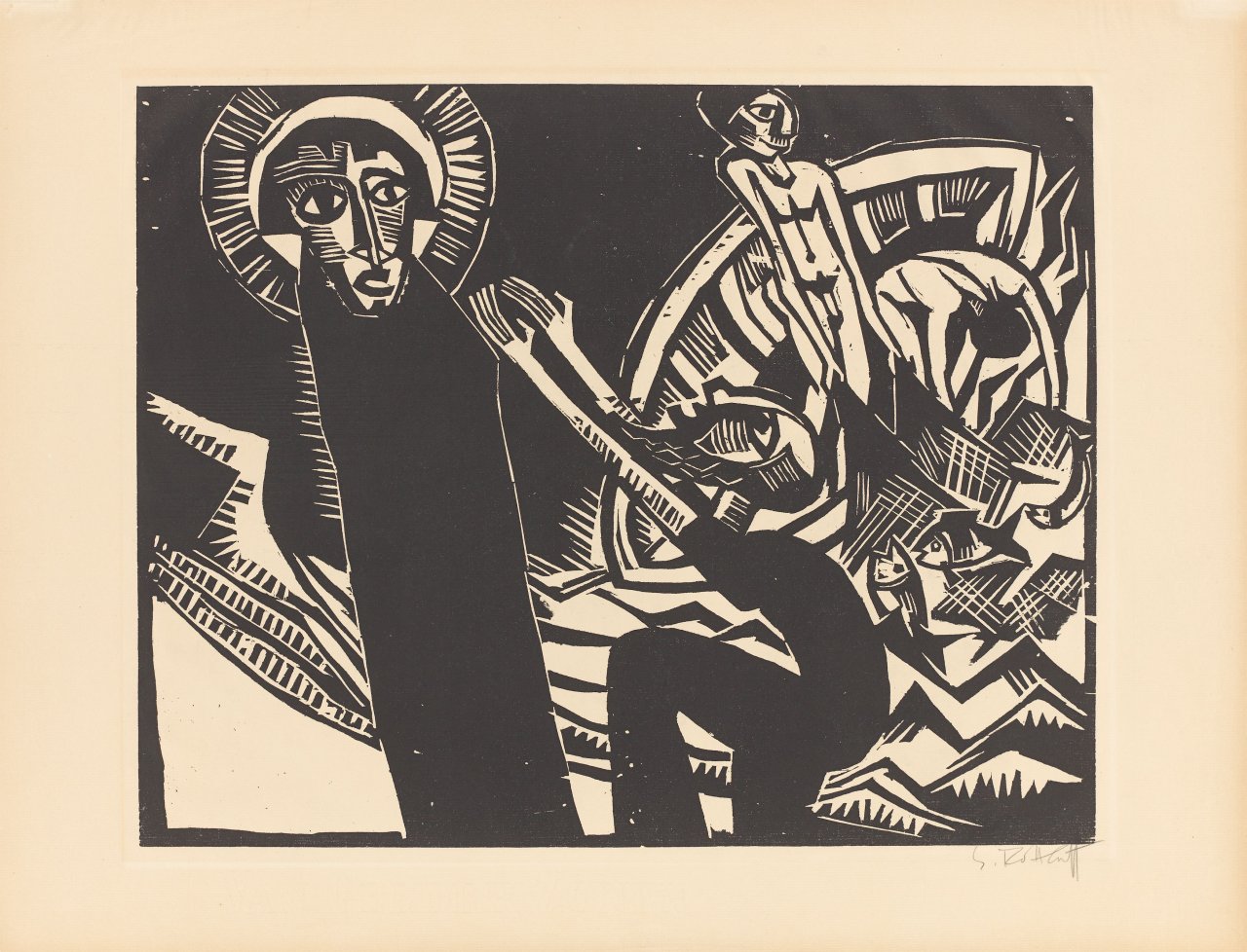 This picture shows the following artwork: Karl Schmidt-Rottluff. ”Petri Fischzug”. 1918.