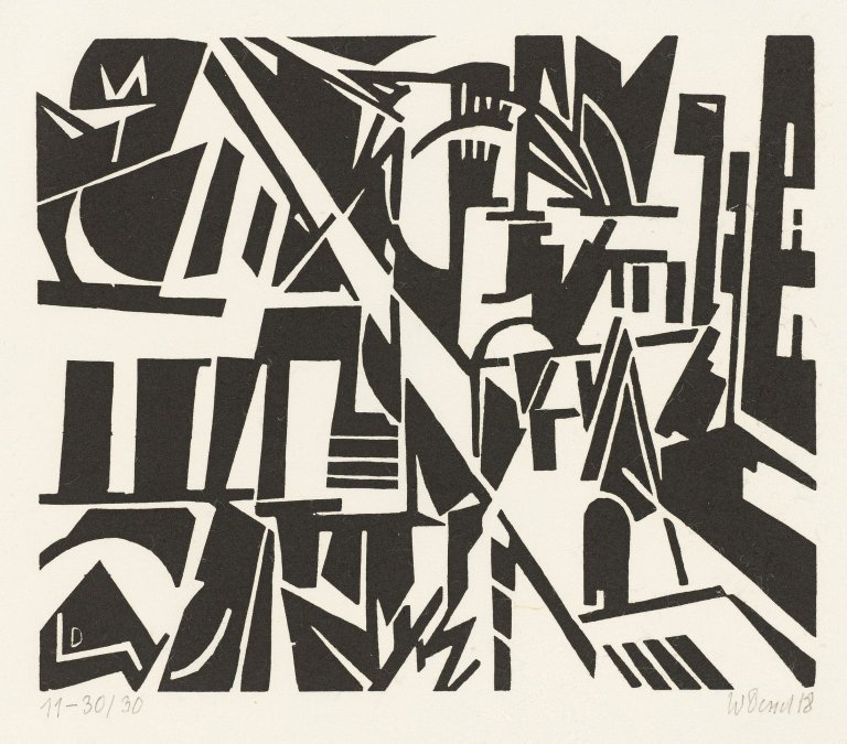 Auf diesem Bild ist das folgende Kunstwerk zu sehen: Walter Dexel. „Steile Straße - der Stahl“. 1918.
