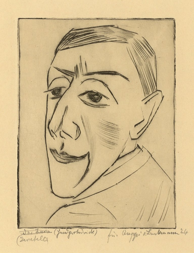 Auf diesem Bild ist das folgende Kunstwerk zu sehen: Max Beckmann. „Bildnis des Schauspielers N.M. Zeretelli“. Um 1924.