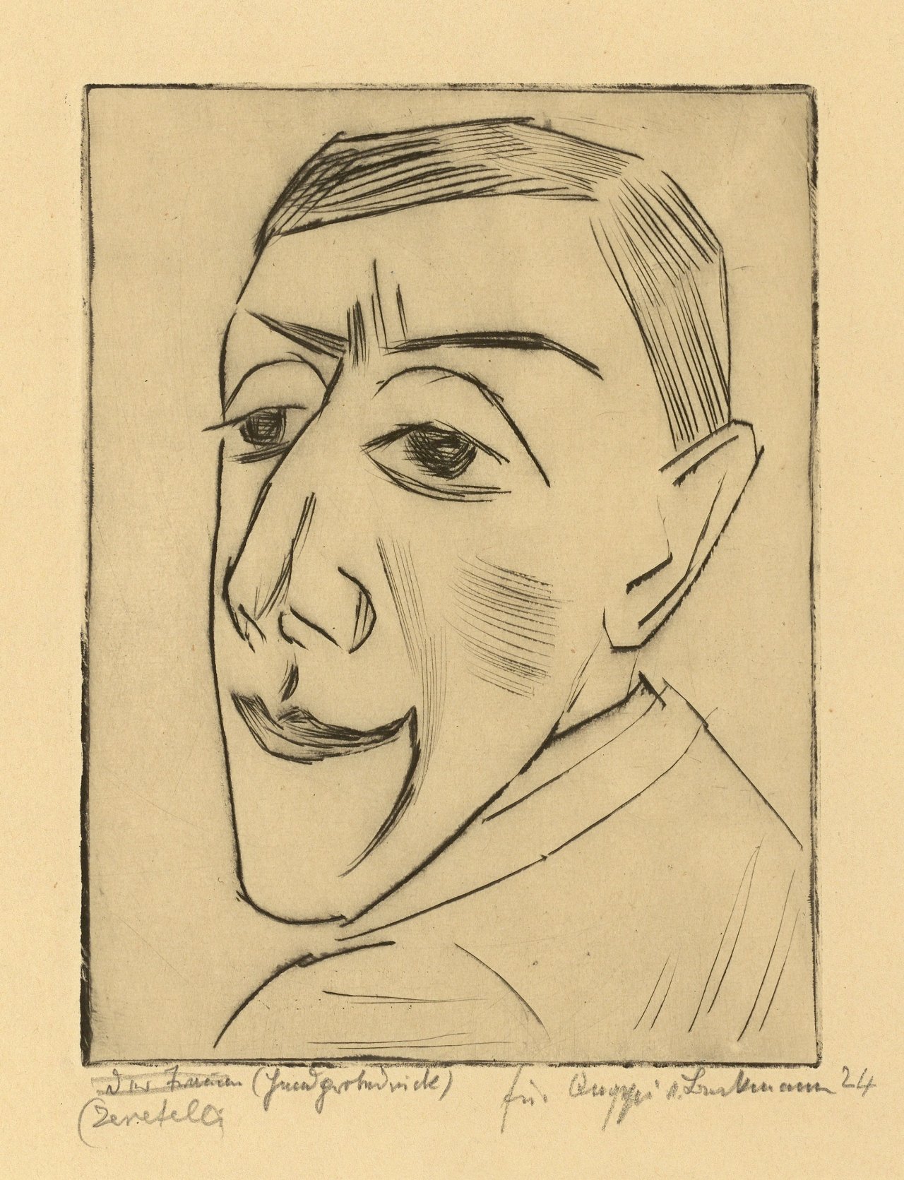 Auf diesem Bild ist das folgende Kunstwerk zu sehen: Max Beckmann. „Bildnis des Schauspielers N.M. Zeretelli“. Um 1924.