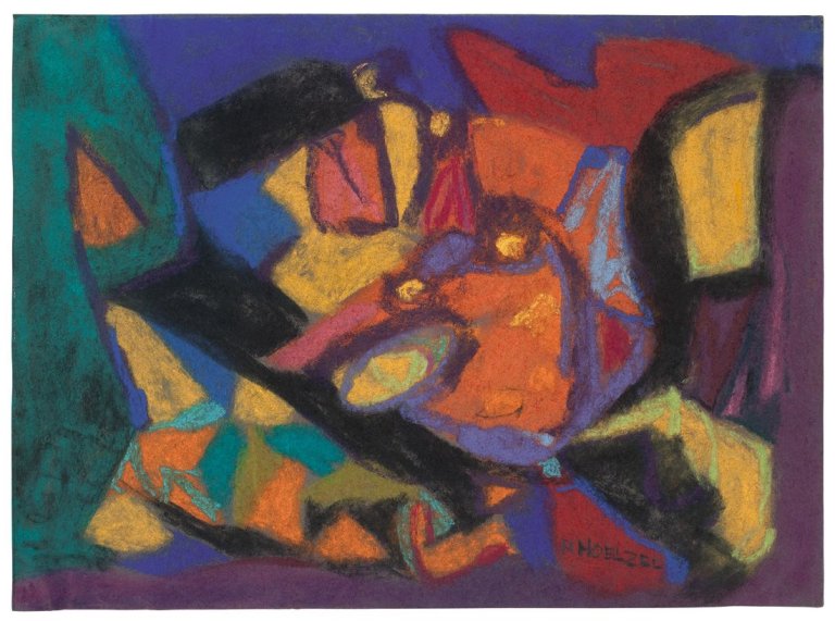 Auf diesem Bild ist das folgende Kunstwerk zu sehen: Adolf Hölzel. Komposition. Nach 1930.