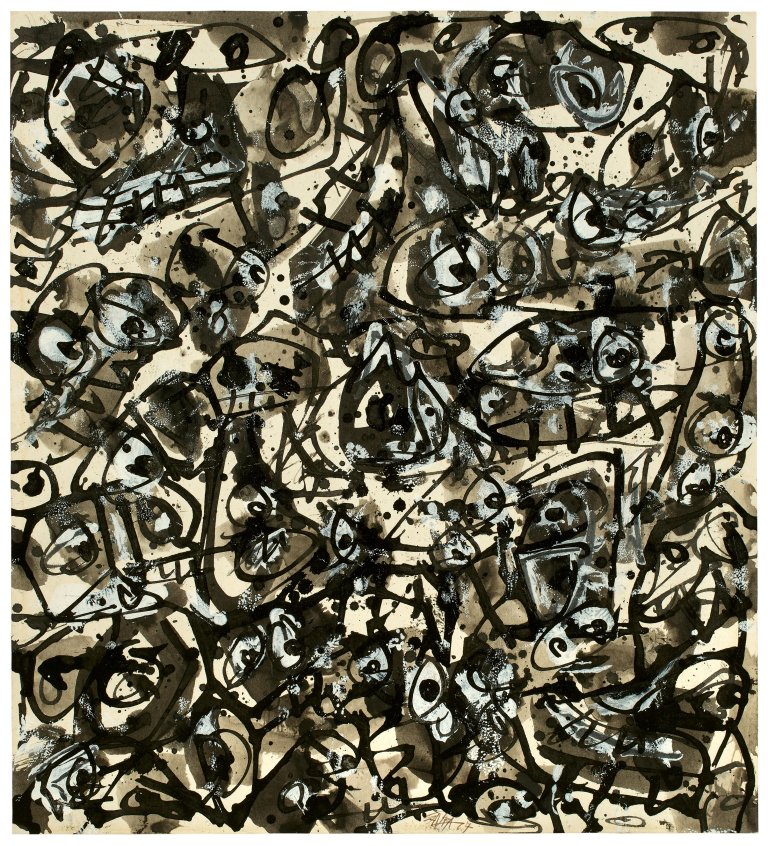 Auf diesem Bild ist das folgende Kunstwerk zu sehen: Antonio Saura. Accumulation (Boceto). 1967.