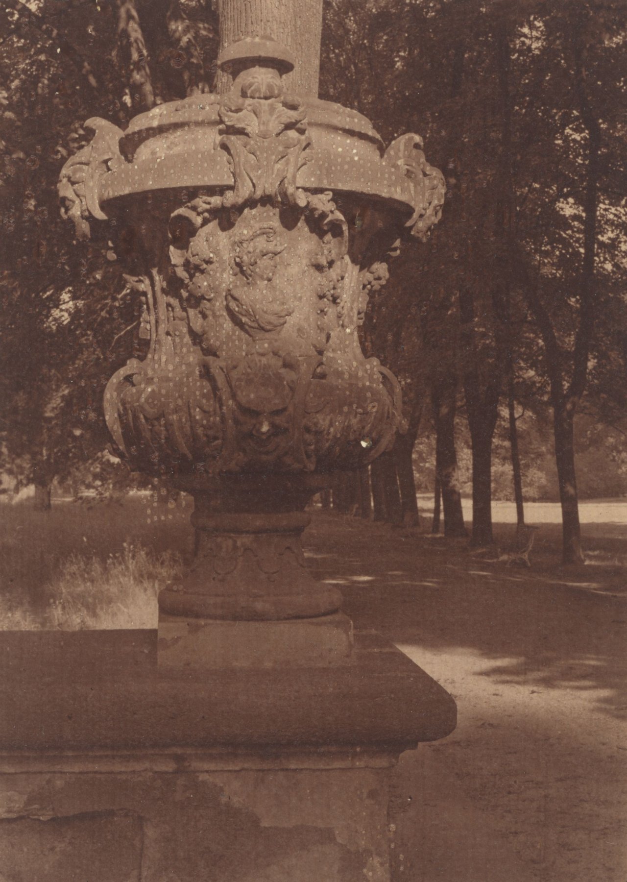 Auf diesem Bild ist das folgende Kunstwerk zu sehen: Josef Sudek. „Váza I“, Schlossgarten in Prag. 1942–52.
