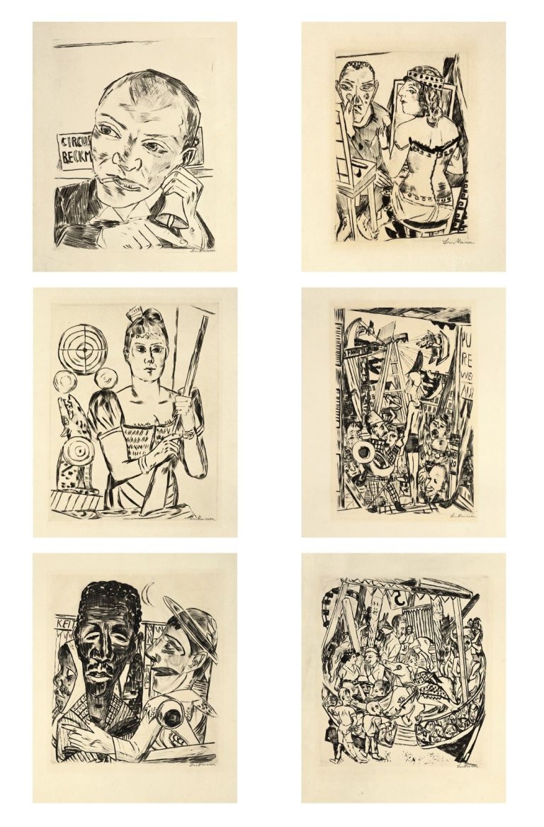 Auf diesem Bild ist das folgende Kunstwerk zu sehen: Max Beckmann. „Jahrmarkt“. 1921.