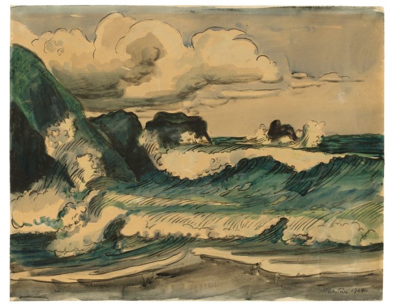 Auf diesem Bild ist das folgende Kunstwerk zu sehen: Max Pechstein. Stürmische See. 1924.