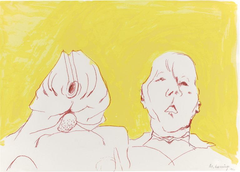 Auf diesem Bild ist das folgende Kunstwerk zu sehen: Maria Lassnig. Doppelselbstportrait. 2008.