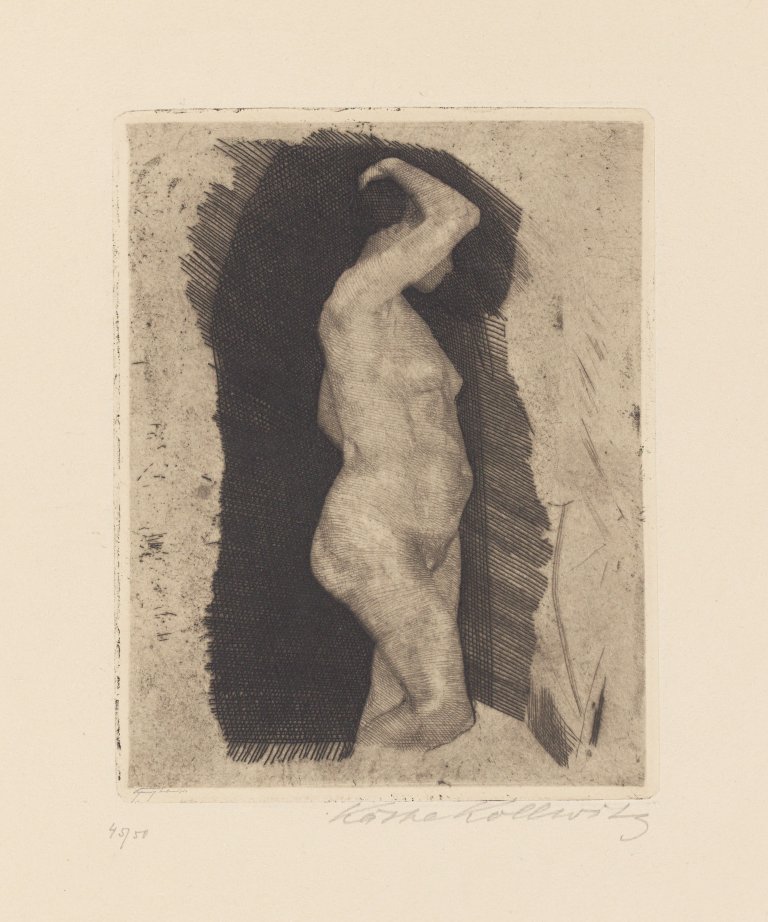 Auf diesem Bild ist das folgende Kunstwerk zu sehen: Käthe Kollwitz. „Stehender weiblicher Akt“. 1900.