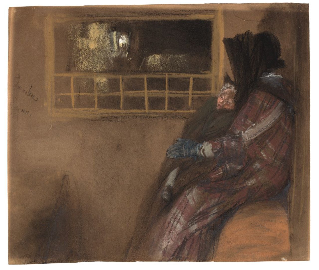 Auf diesem Bild ist das folgende Kunstwerk zu sehen: Adolph Menzel. „Omnibus (Erinnerung)“. Um 1848.