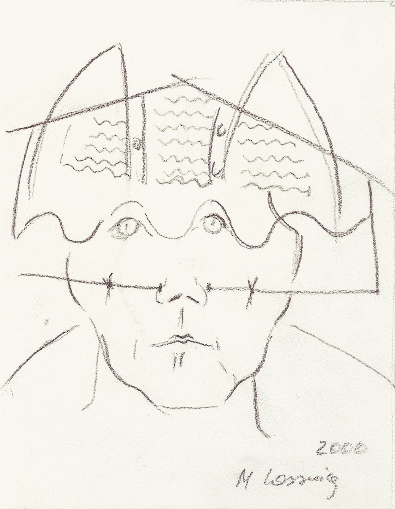 Auf diesem Bild ist das folgende Kunstwerk zu sehen: Maria Lassnig. Selbstbildnis. 2000.