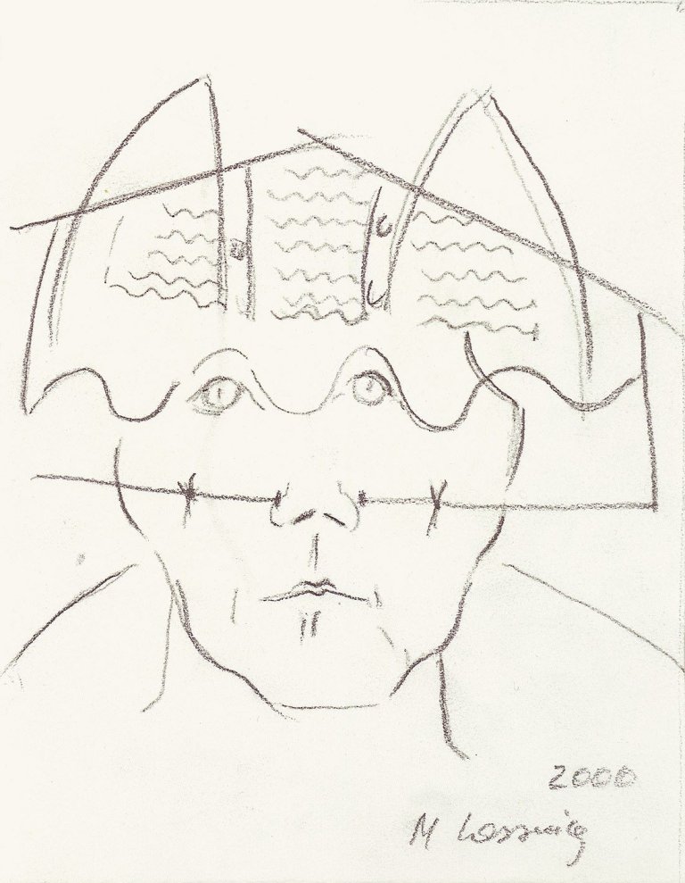 Auf diesem Bild ist das folgende Kunstwerk zu sehen: Maria Lassnig. Selbstbildnis. 2000.