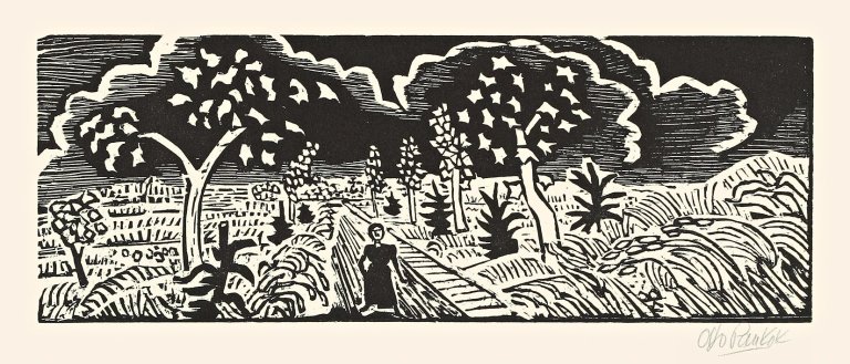 Auf diesem Bild ist das folgende Kunstwerk zu sehen: Otto Pankok. „Weg mit Bäumen“. 1947.