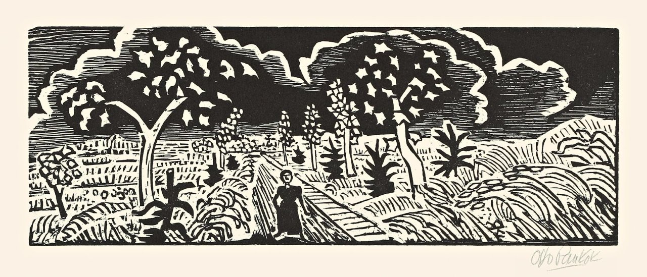 Auf diesem Bild ist das folgende Kunstwerk zu sehen: Otto Pankok. „Weg mit Bäumen“. 1947.