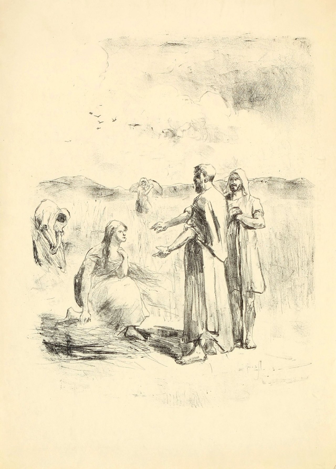 Auf diesem Bild ist das folgende Kunstwerk zu sehen: Lesser Ury. „Adam“ / „Moses“ / „Ruth und Boas“. 1920/1919/1920.