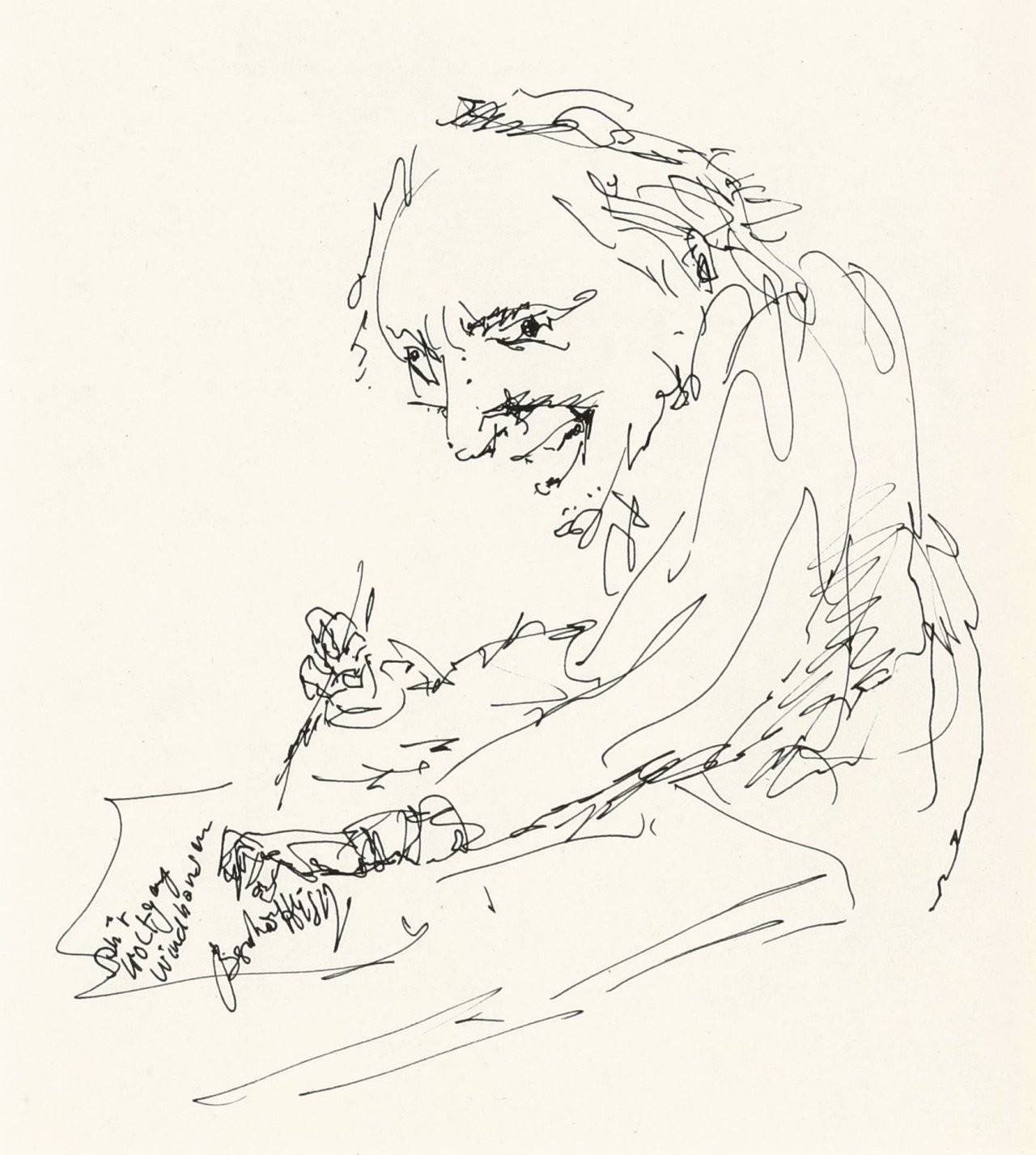 Auf diesem Bild ist das folgende Kunstwerk zu sehen: Bernhard Heisig. „Selbstportrait zeichnend“.