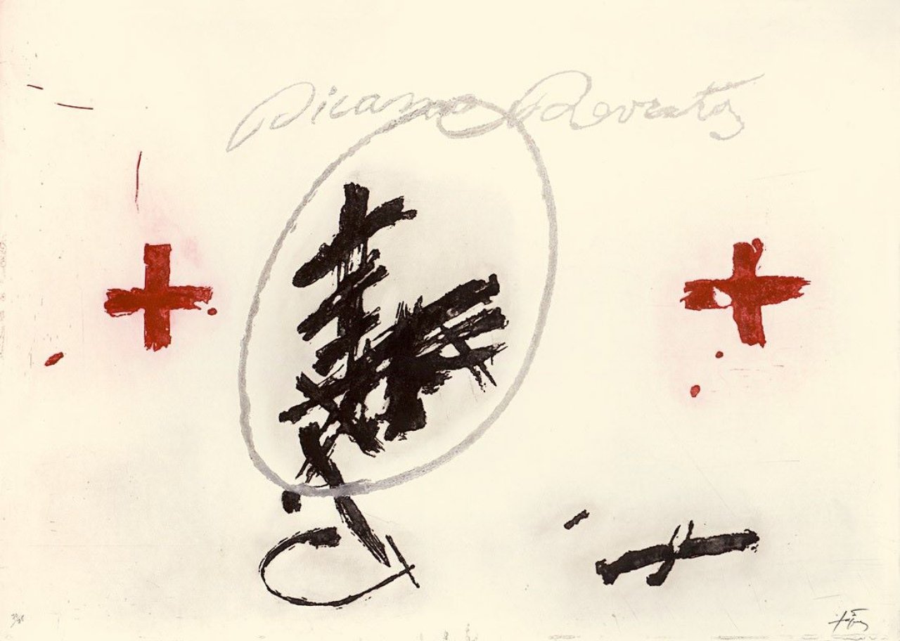 Auf diesem Bild ist das folgende Kunstwerk zu sehen: Antoni Tàpies. „Dues Creus“. 1975.