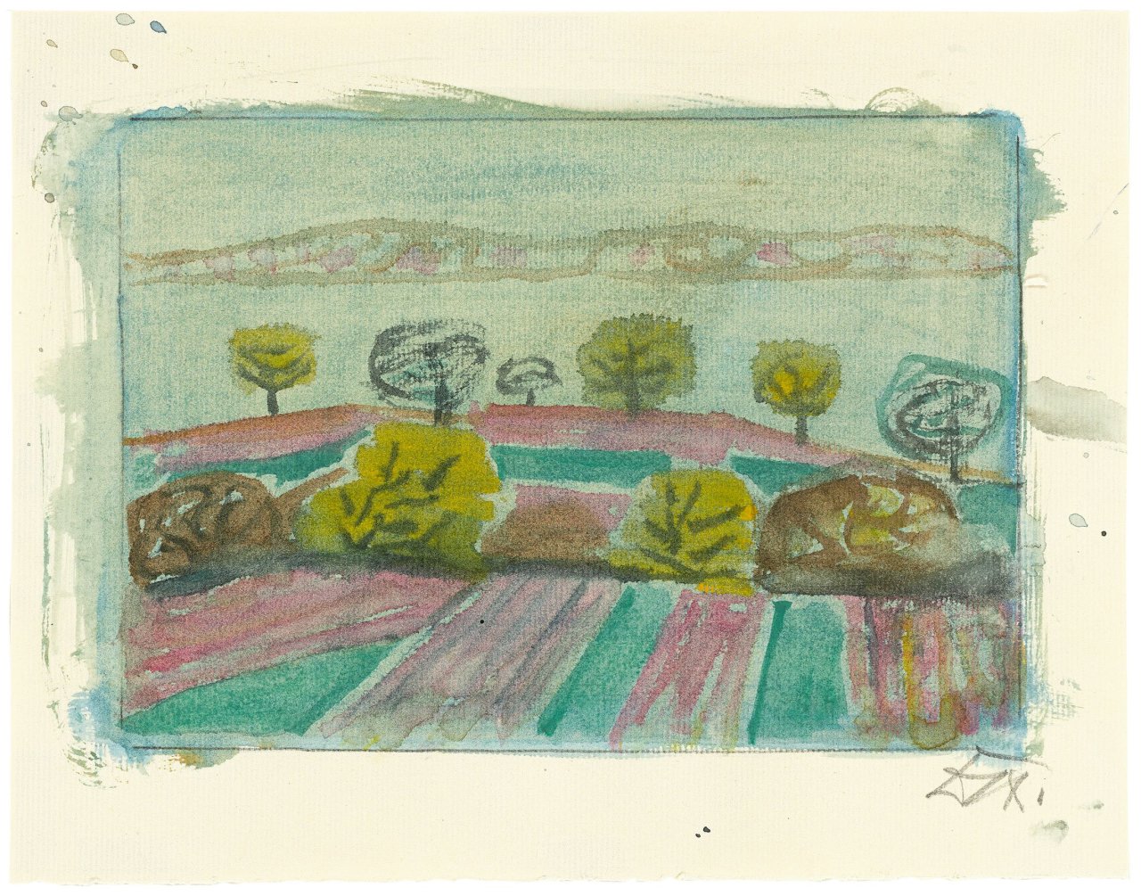 Auf diesem Bild ist das folgende Kunstwerk zu sehen: Otto Dix. Bäume am Untersee. 1950er-Jahre.